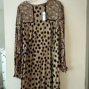 Anthropologie Black and Tan Long Sleeve Dress